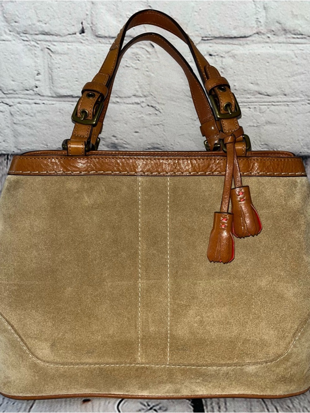 Vintage Y2K Coach Hampton Suede Tassel Leather Satchel Shoulder Bag (Style 7476) - Picture 15 of 15